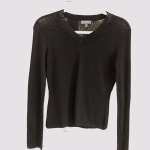 Classiques Entier V-neck Sweater w/ Beading Sz S